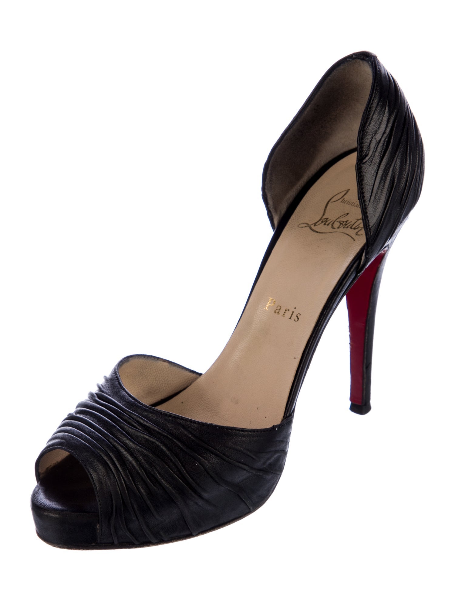 Christian Louboutin Leather Pleated Accents Sandals