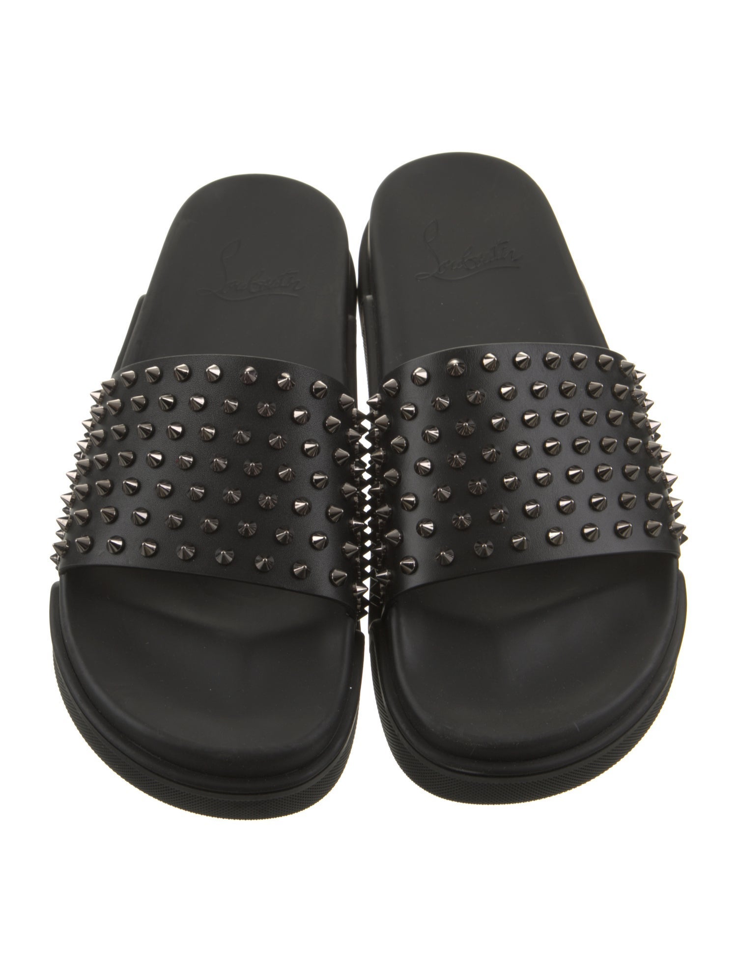 Christian Louboutin Leather Studded Accents Slides