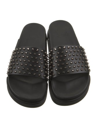 Christian Louboutin Leather Studded Accents Slides