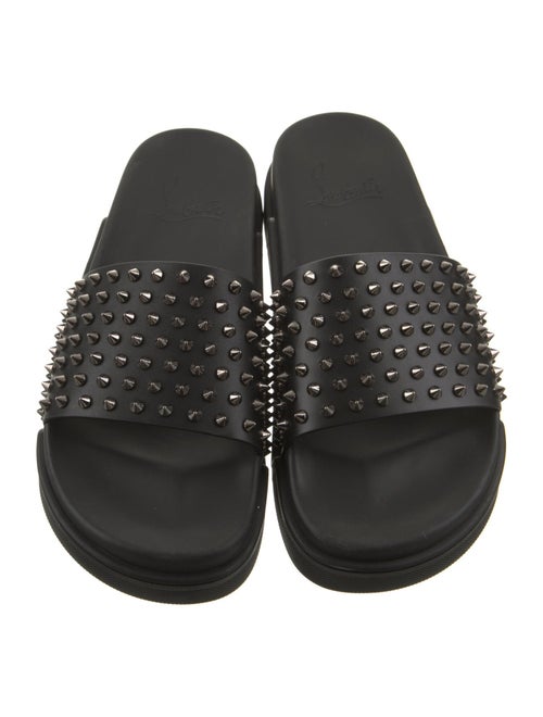 Christian Louboutin Leather Studded Accents Slides