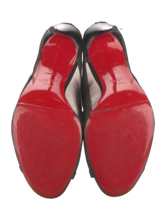 Christian Louboutin Mesh Leather Trim Embellishment T-Strap Pumps