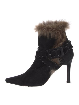 Christian Louboutin Suede Fur Trim Boots