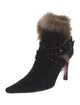 Christian Louboutin Suede Fur Trim Boots