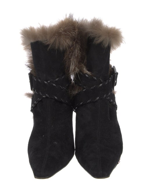 Christian Louboutin Suede Fur Trim Boots