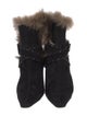 Christian Louboutin Suede Fur Trim Boots