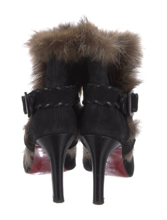 Christian Louboutin Suede Fur Trim Boots
