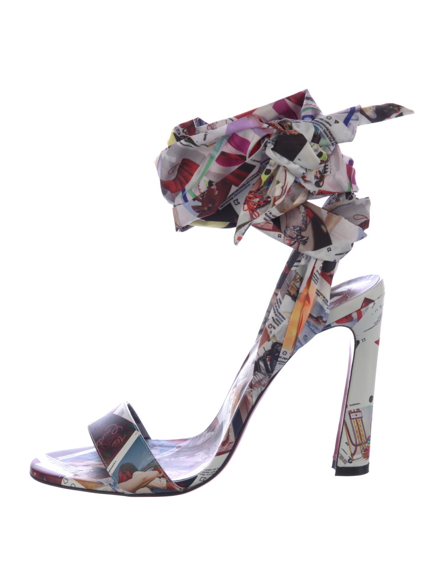 Christian Louboutin Leather Printed Slingback Sandals