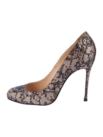 Christian Louboutin Satin Lace Pattern Pumps