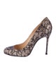Christian Louboutin Satin Lace Pattern Pumps