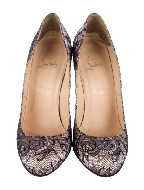 Christian Louboutin Satin Lace Pattern Pumps