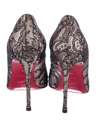 Christian Louboutin Satin Lace Pattern Pumps