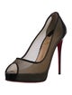 Christian Louboutin Mesh Leather Trim Embellishment Pumps