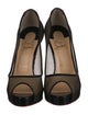 Christian Louboutin Mesh Leather Trim Embellishment Pumps