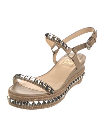 Christian Louboutin Leather Studded Accents Slingback Sandals