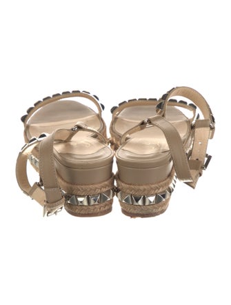 Christian Louboutin Leather Studded Accents Slingback Sandals