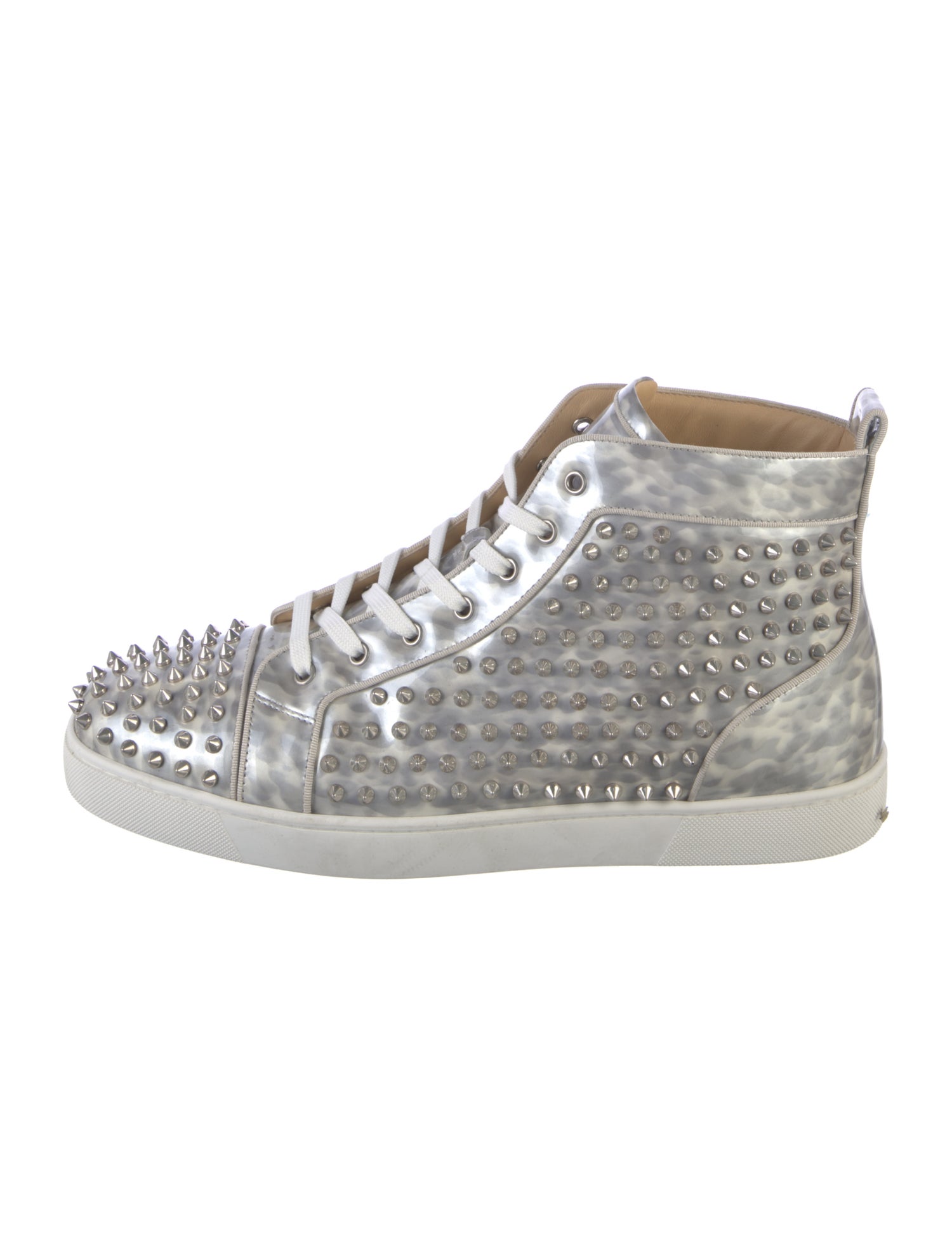 Christian Louboutin Spike Accents Patent Leather Sneakers