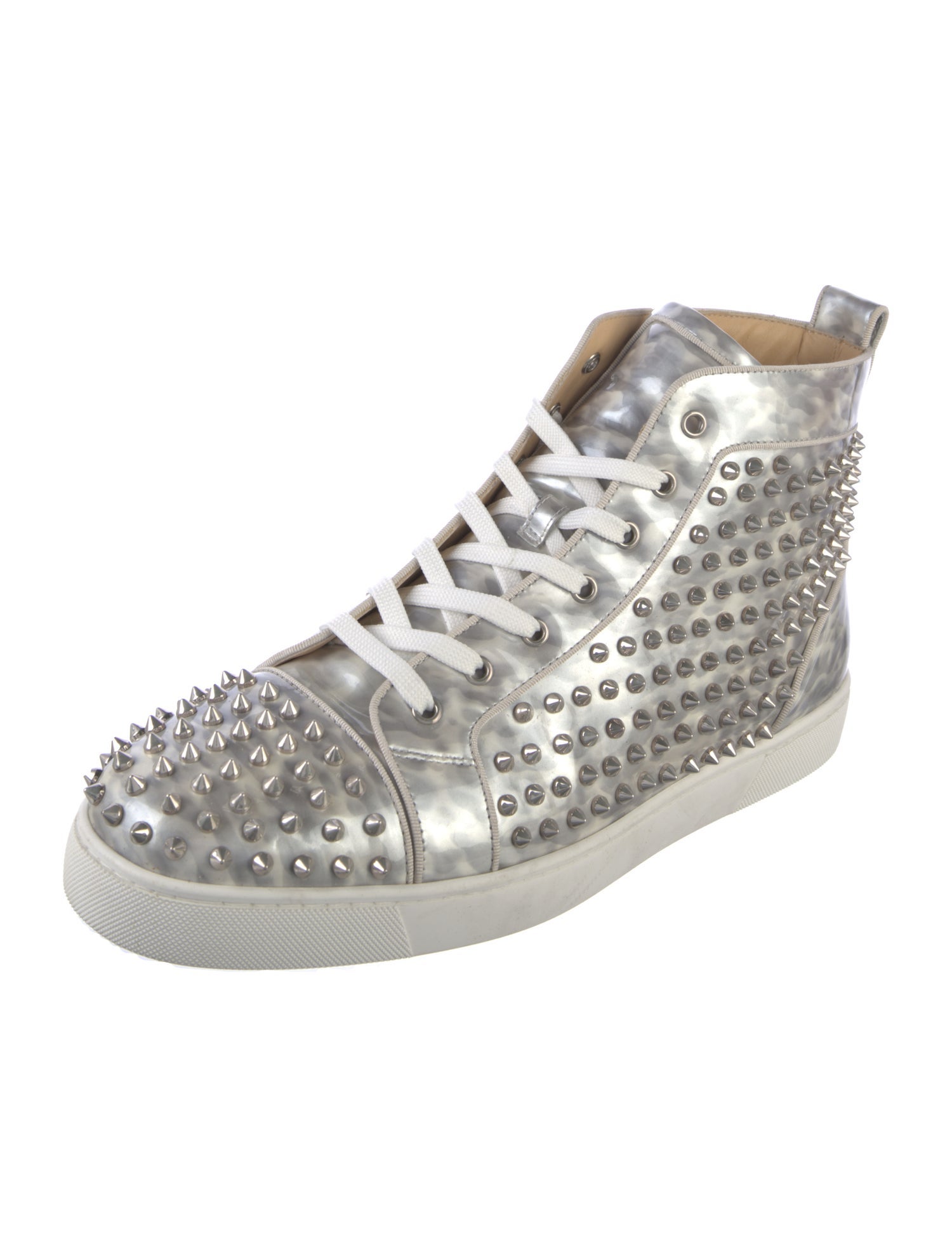 Christian Louboutin Spike Accents Patent Leather Sneakers