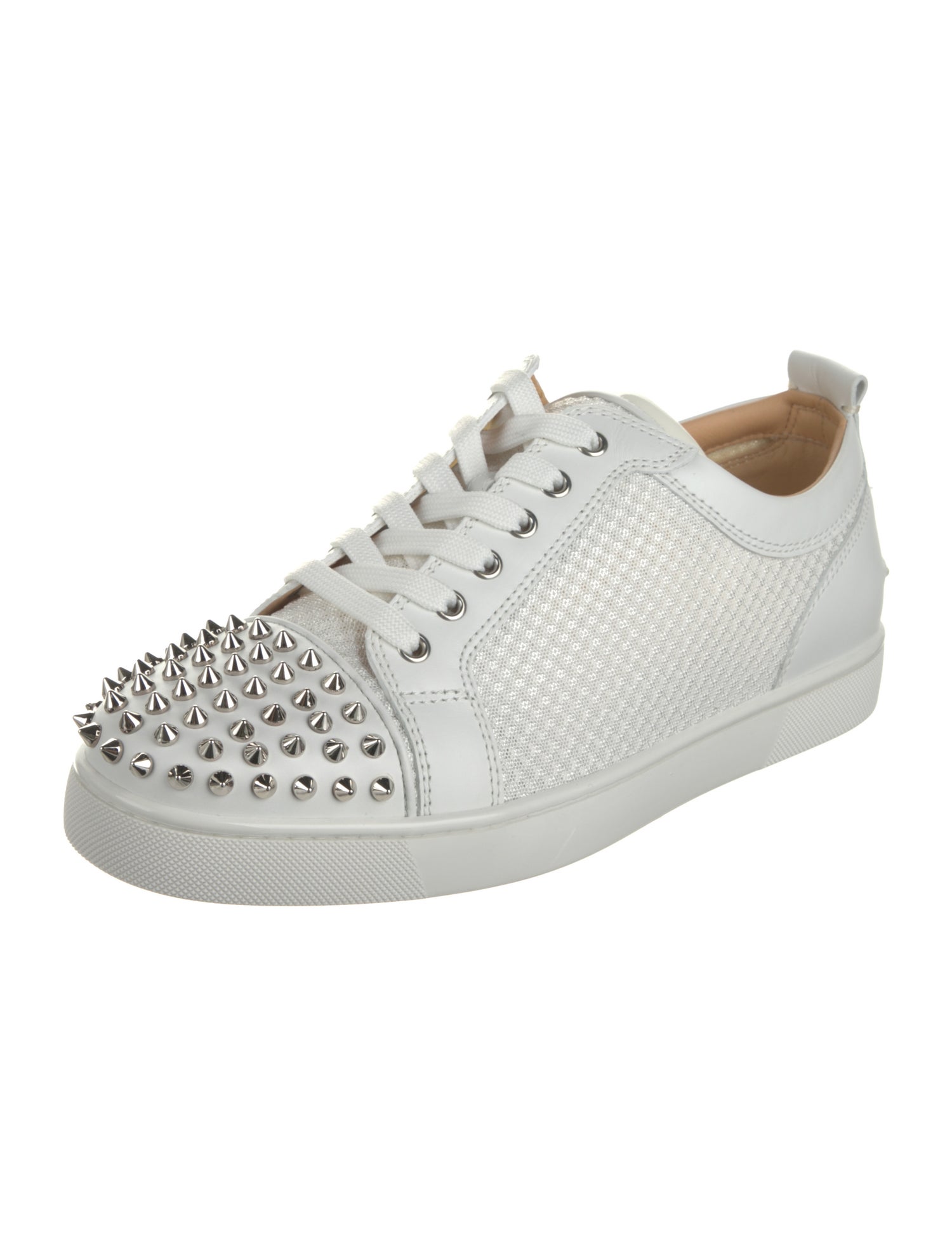 Christian Louboutin Leather Studded Accents Sneakers