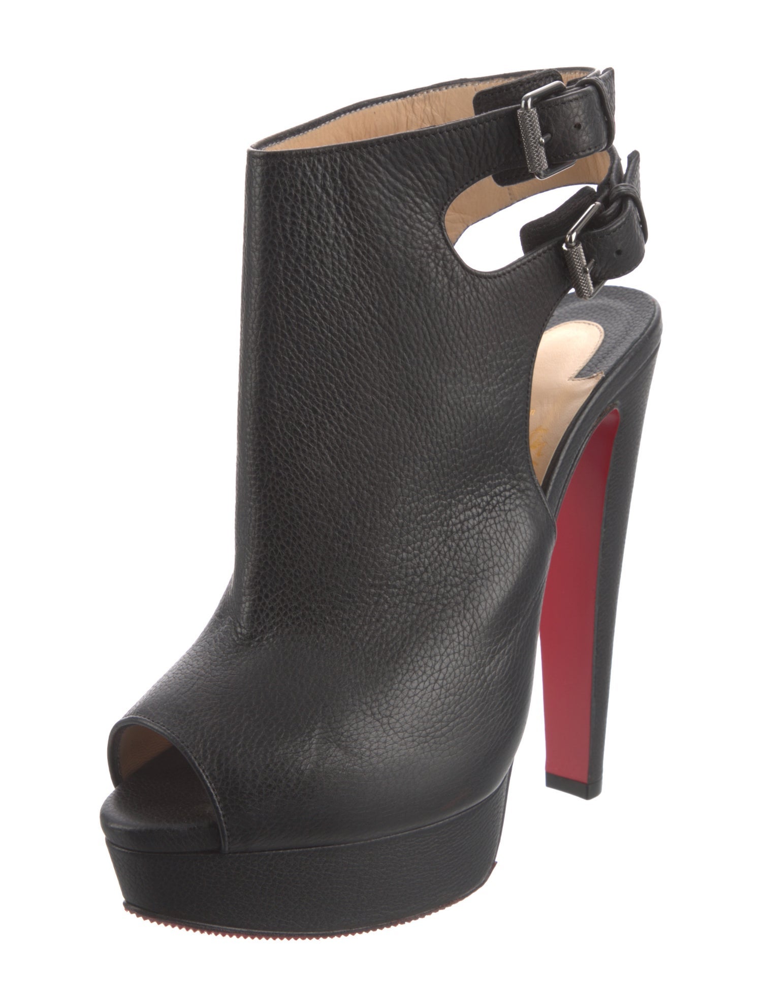 Christian Louboutin Leather Cutout Accent Slingback Pumps