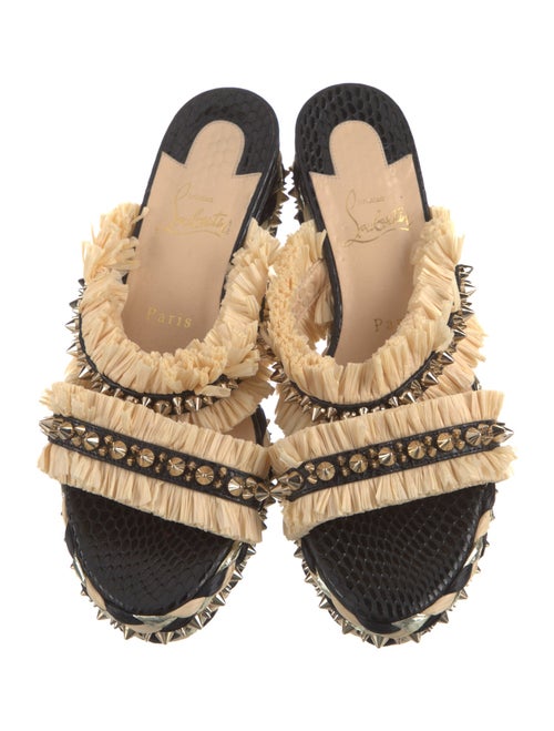 Christian Louboutin Spike Accents Leather Slides
