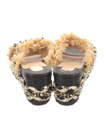 Christian Louboutin Spike Accents Leather Slides
