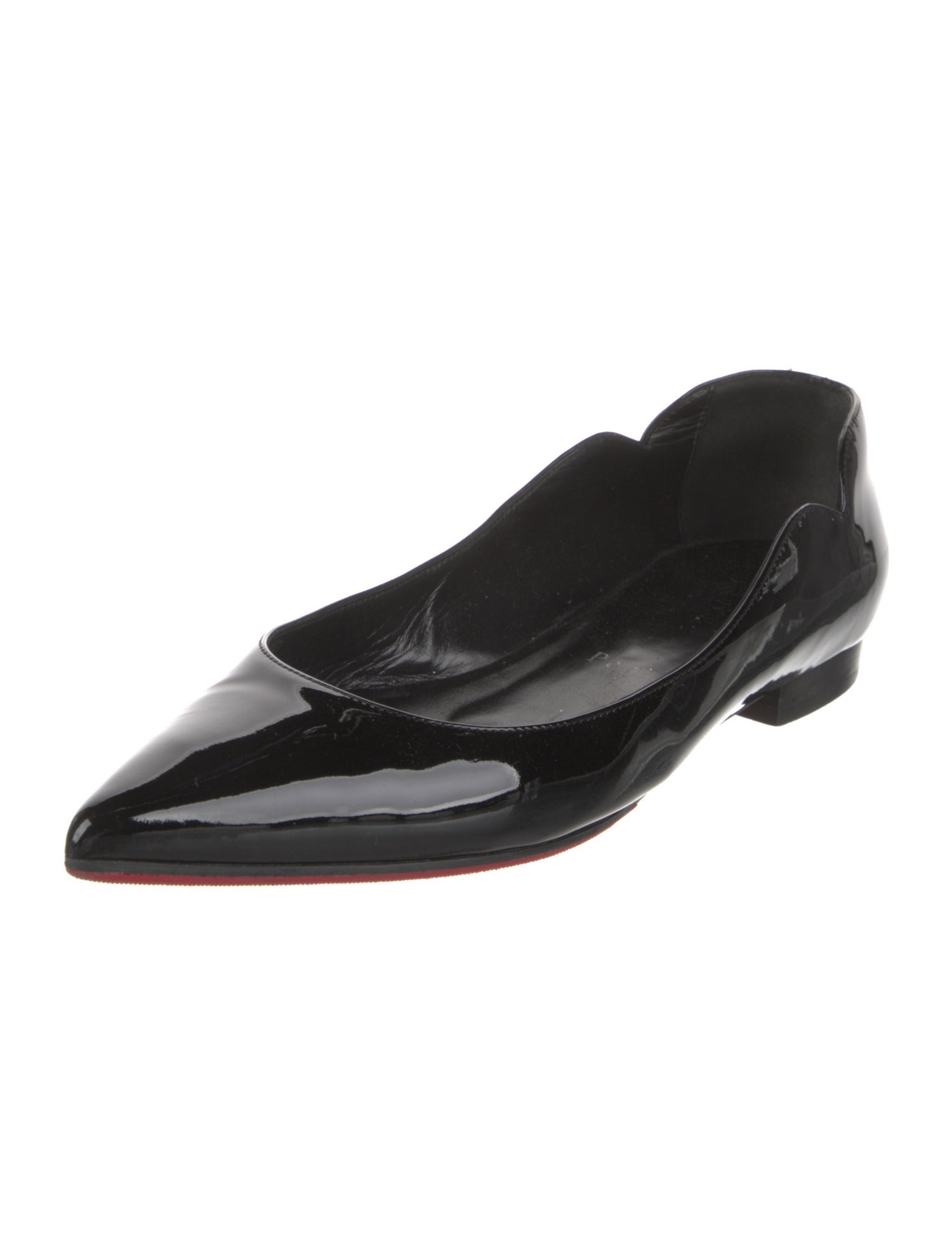 Christian Louboutin Patent Leather Scalloped Accent Ballet Flats