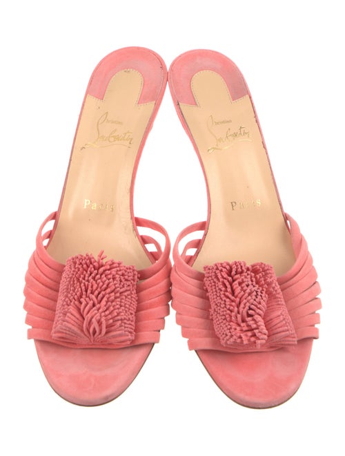 Christian Louboutin Suede Fringe Trim Accent Slides