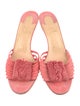 Christian Louboutin Suede Fringe Trim Accent Slides