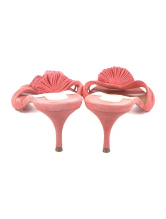 Christian Louboutin Suede Fringe Trim Accent Slides