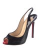 Christian Louboutin Patent Leather Leather Trim Embellishment Slingback Pumps