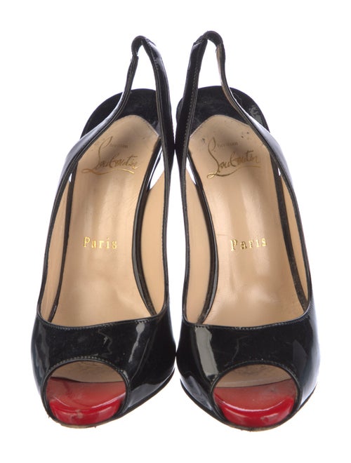 Christian Louboutin Patent Leather Leather Trim Embellishment Slingback Pumps