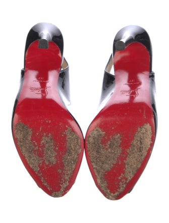 Christian Louboutin Patent Leather Leather Trim Embellishment Slingback Pumps