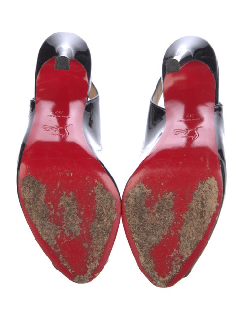 Christian Louboutin Patent Leather Leather Trim Embellishment Slingback Pumps