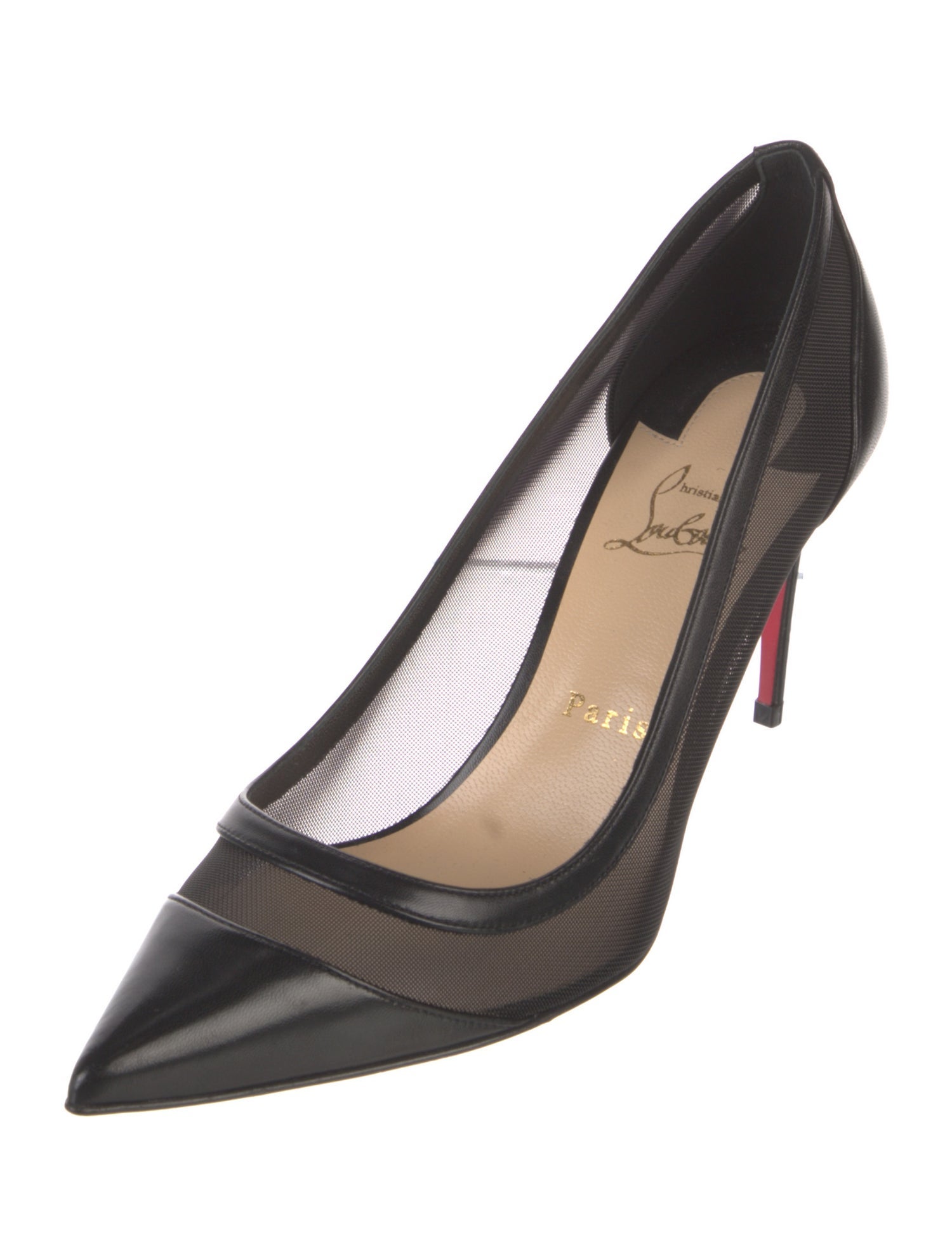 Christian Louboutin Leather Mesh Accents Pumps