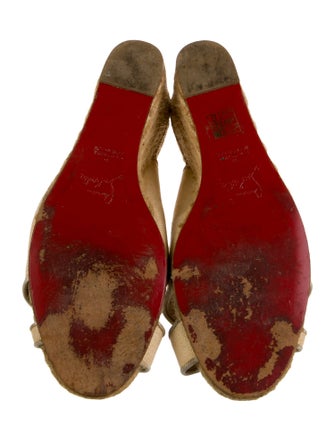 Christian Louboutin Canvas Leather Trim Embellishment Espadrilles