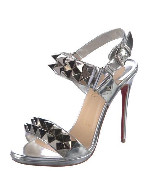 Christian Louboutin Spike Accents Leather Slingback Sandals