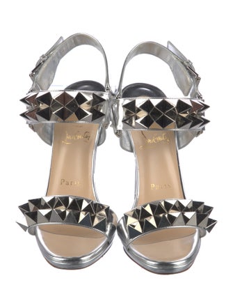 Christian Louboutin Spike Accents Leather Slingback Sandals