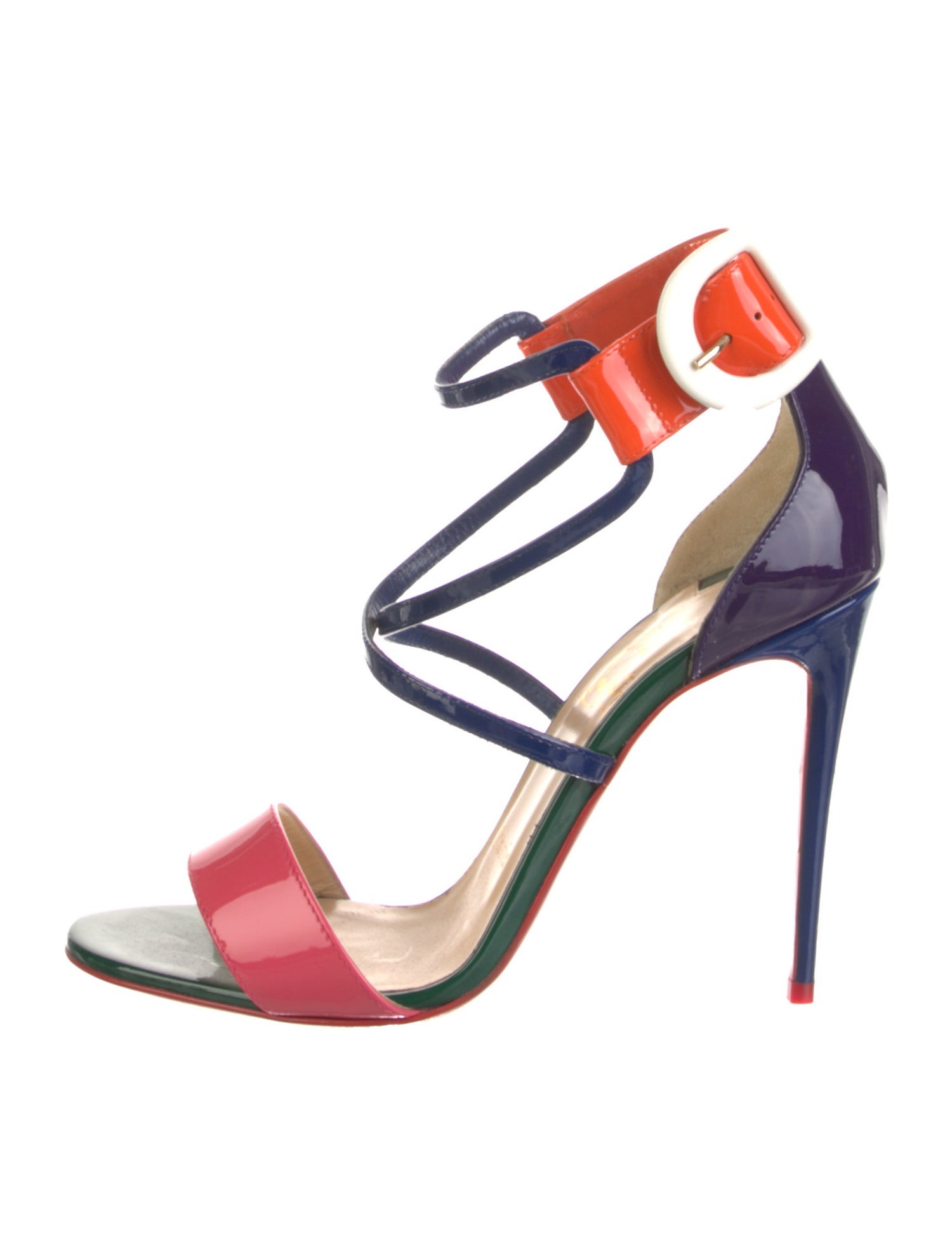 Christian Louboutin Patent Leather Colorblock Pattern Sandals