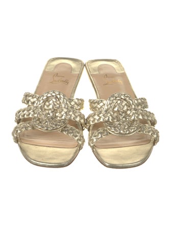 Christian Louboutin Leather Braided Accents Slides