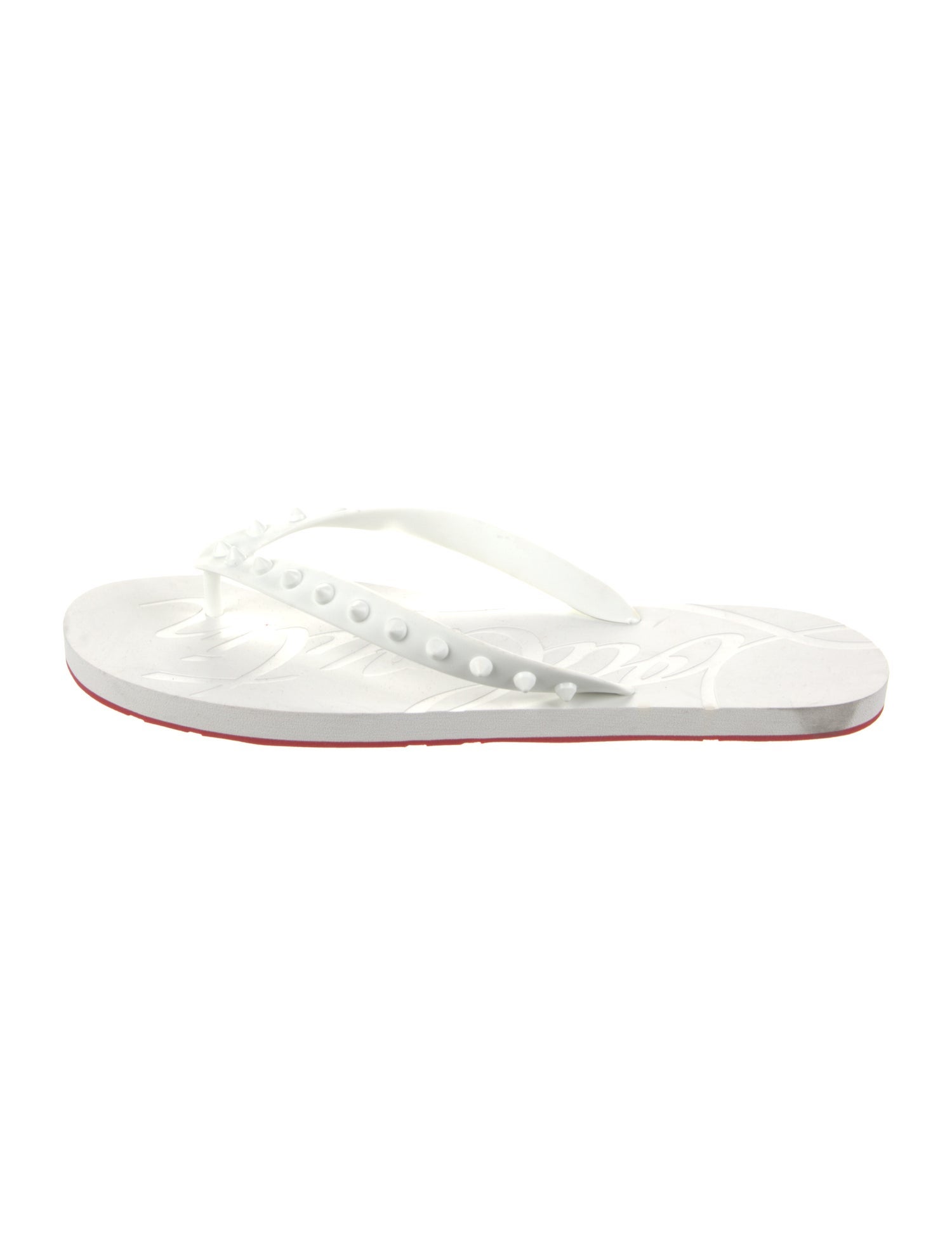 Christian Louboutin Spike Accents Rubber Flip Flops