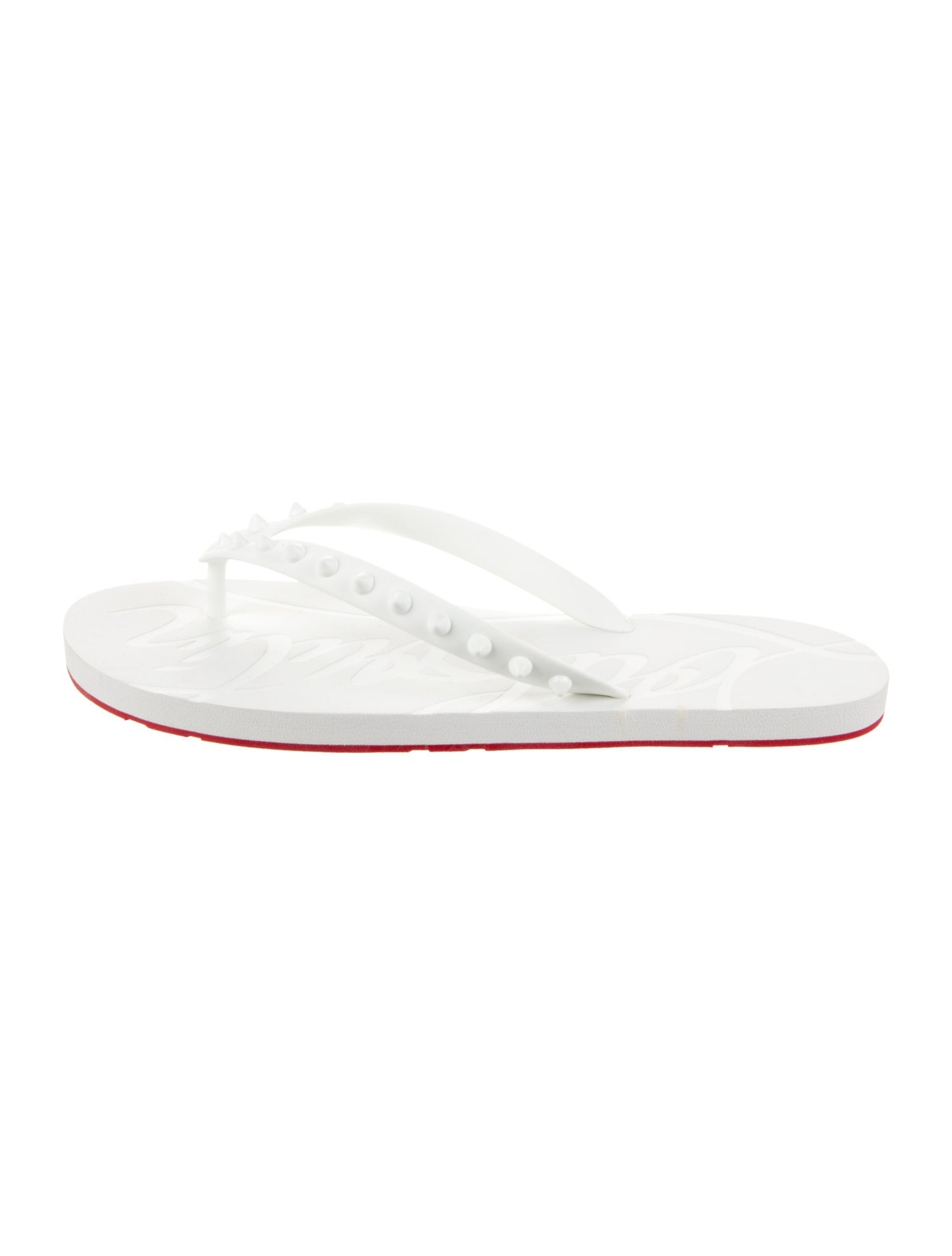 Christian Louboutin Spike Accents Rubber Flip Flops