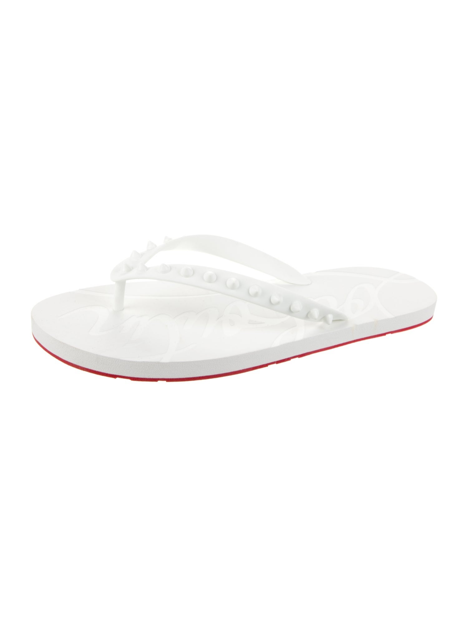 Christian Louboutin Spike Accents Rubber Flip Flops