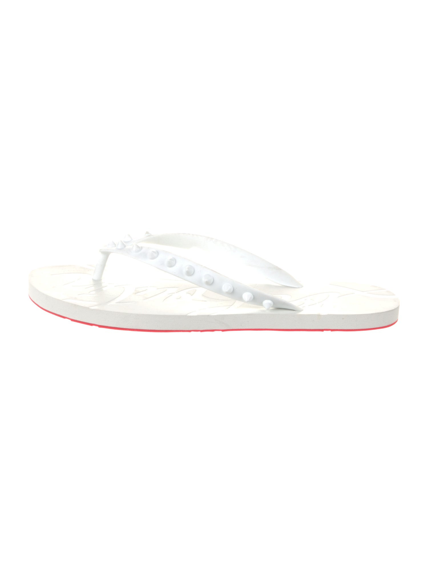 Christian Louboutin Spike Accents Rubber Flip Flops