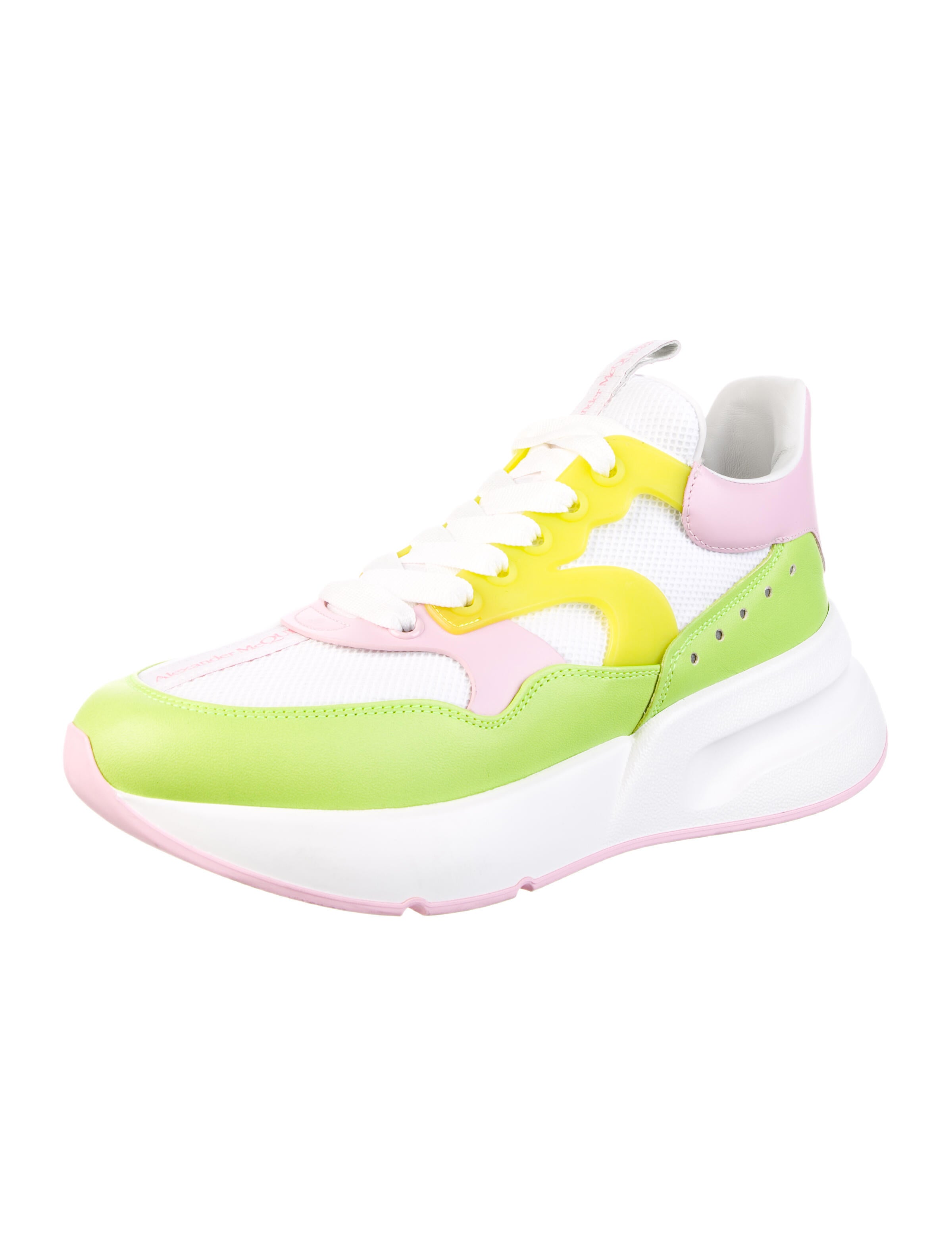 Alexander McQueen Leather Colorblock Pattern Sneakers