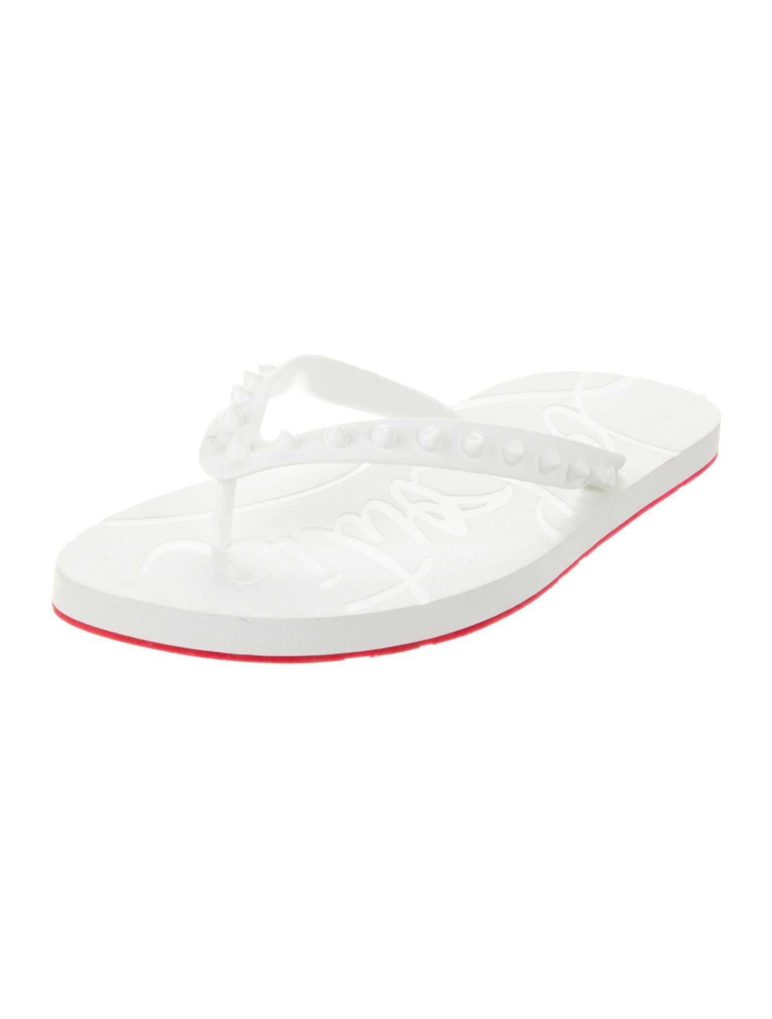 Christian Louboutin Spike Accents Rubber Flip Flops