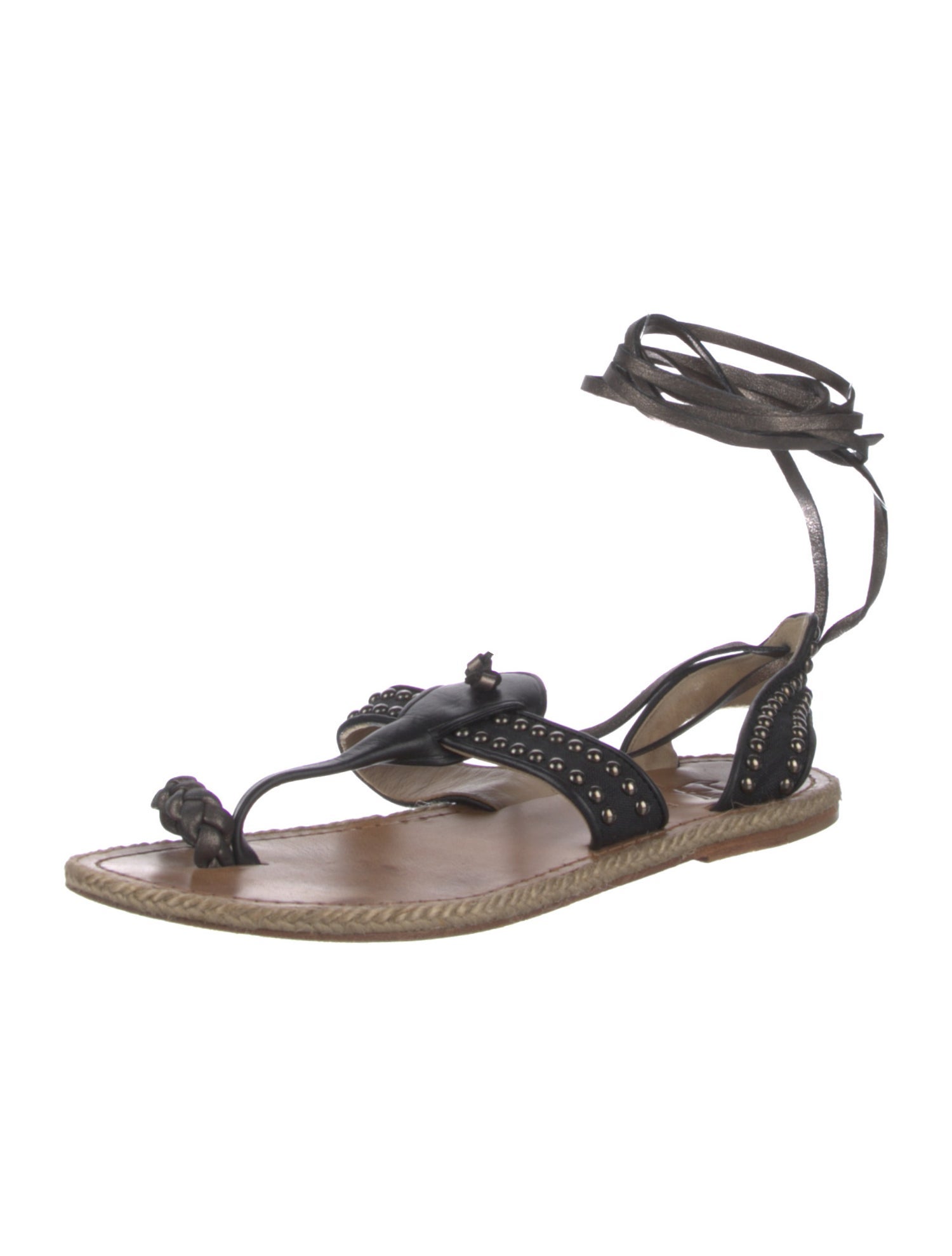 Christian Louboutin Leather Studded Accents Gladiator Sandals