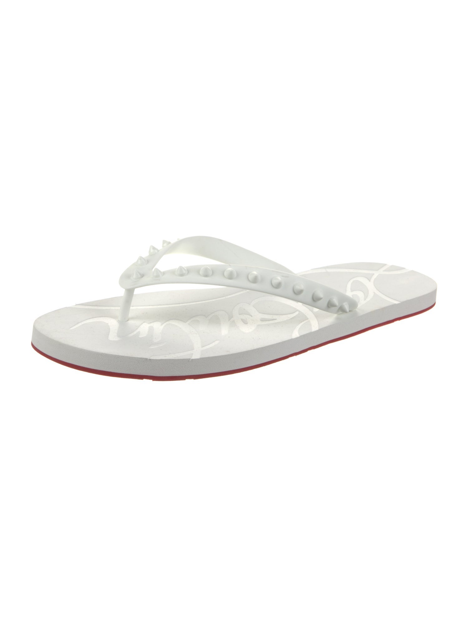 Christian Louboutin Spike Accents Rubber Flip Flops