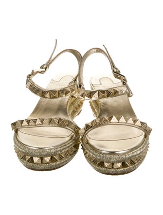 Christian Louboutin Leather Studded Accents Espadrilles