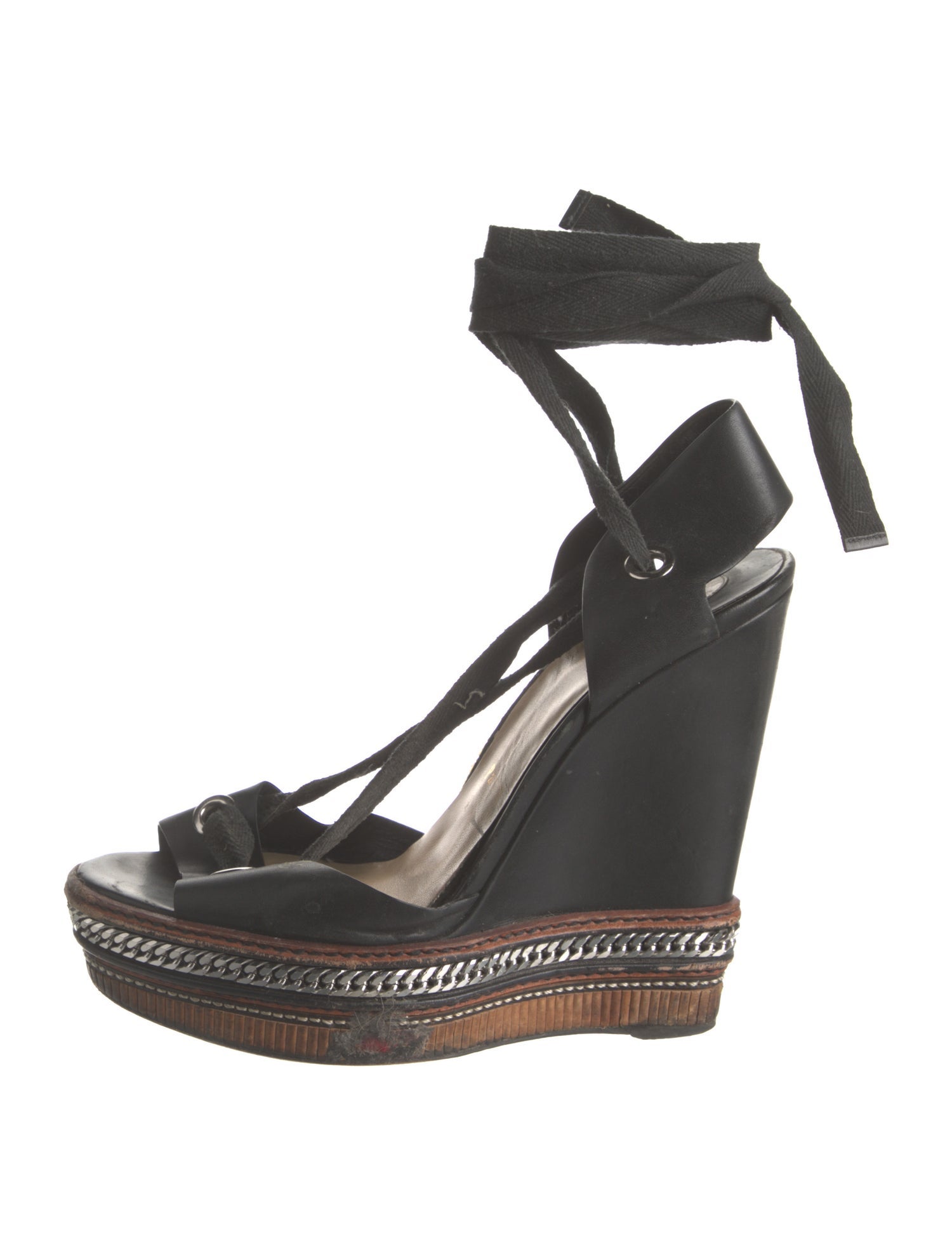 Christian Louboutin Leather Chain-Link Accents Sandals