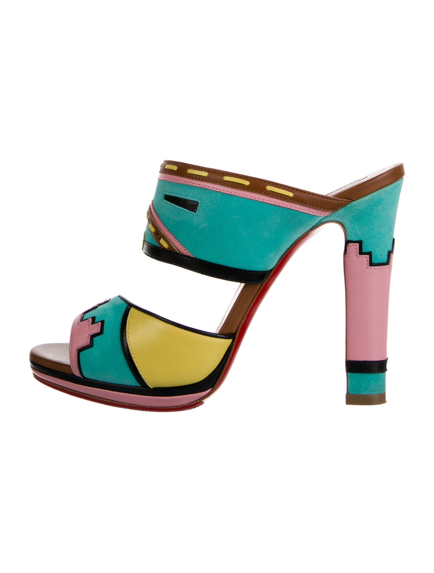 Christian Louboutin Suede Printed Slides